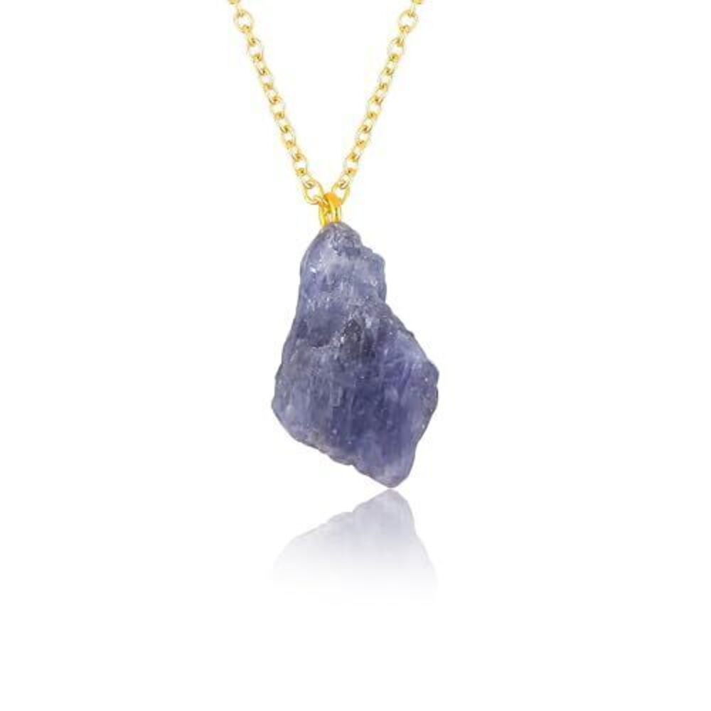 7829 Raw Tanzanite Gemstone Necklace – Natural Crystal Pendant on 18K Gold
